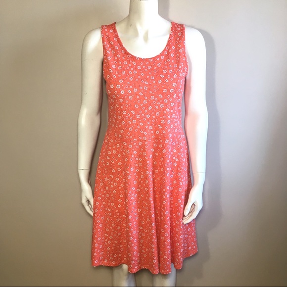 Coral Pink Floral Pattern Fit & Flare Summer Dress - Picture 7 of 7